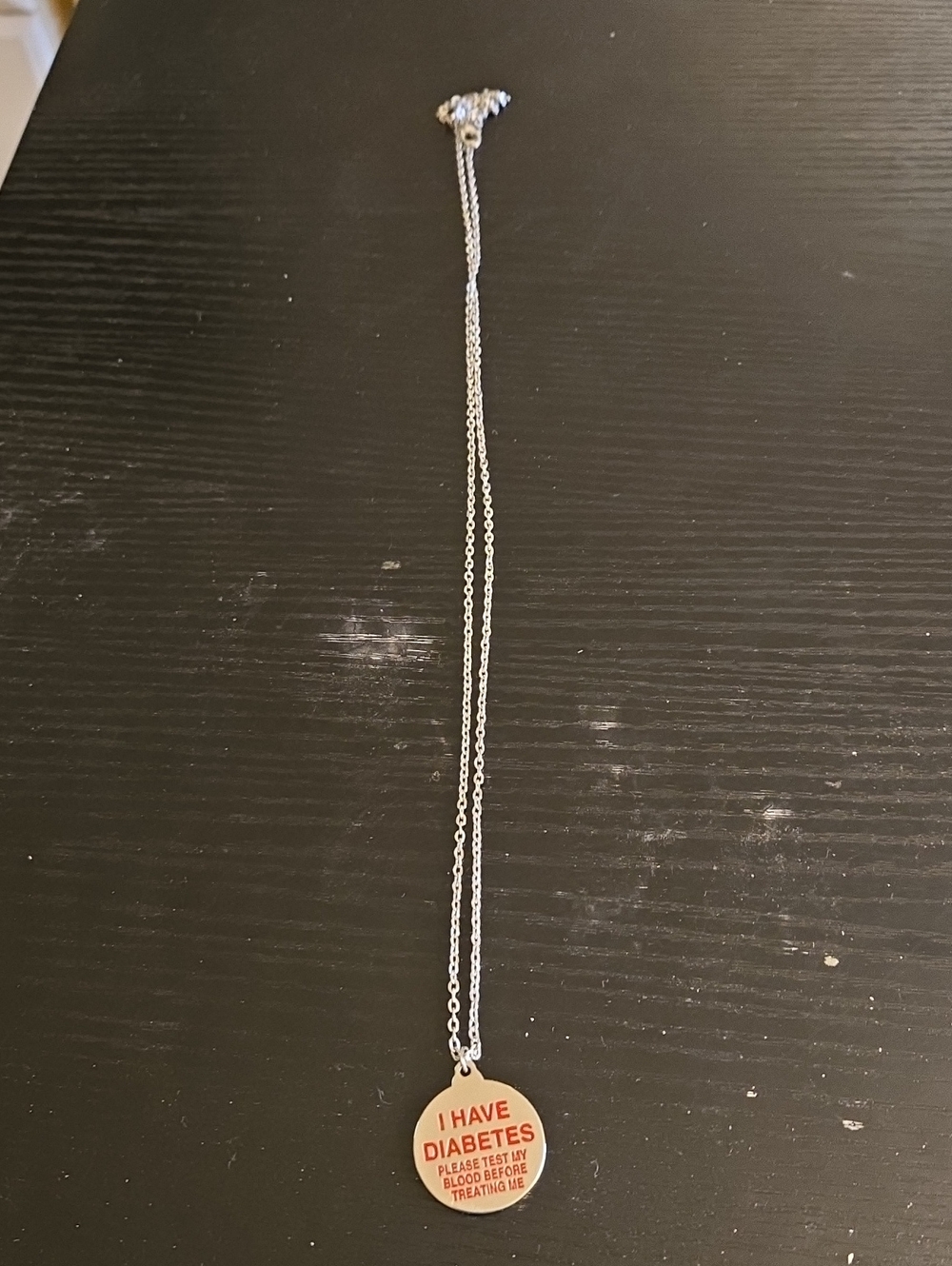 Silver Medical Alert Necklace for Women with Red Text